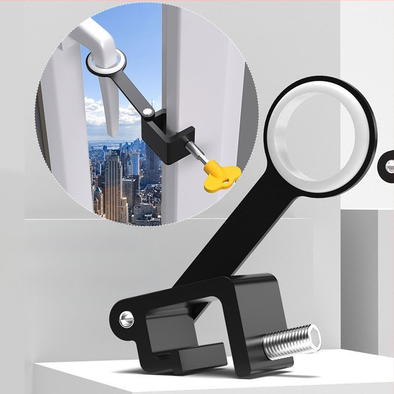 Прозоречен заключващ механизъм за безопасност, без пробиви, защита за деца, от алуминиева сплав и пластмаса, за външни прозорци, марка Deyibao