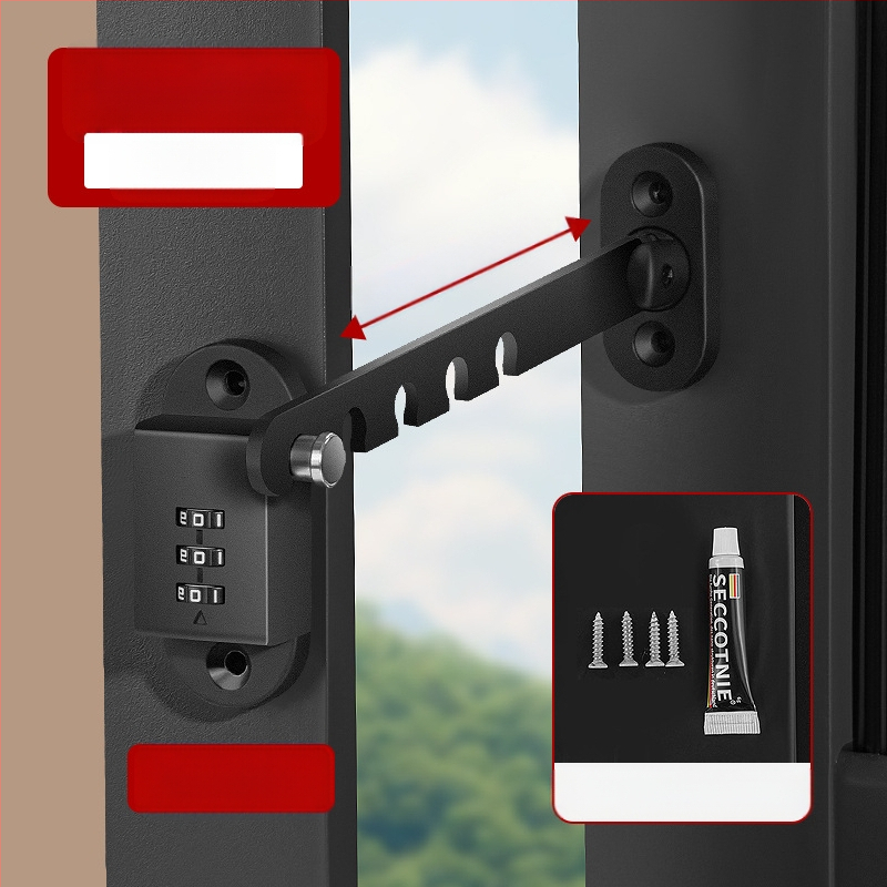 Прозоречен заключващ механизъм за безопасност, без пробиви, защита за деца, от алуминиева сплав и пластмаса, за външни прозорци, марка Deyibao