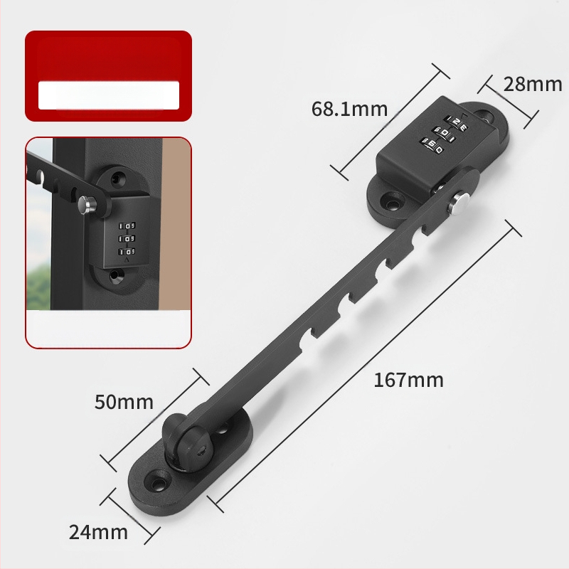 Прозоречен заключващ механизъм за безопасност, без пробиви, защита за деца, от алуминиева сплав и пластмаса, за външни прозорци, марка Deyibao