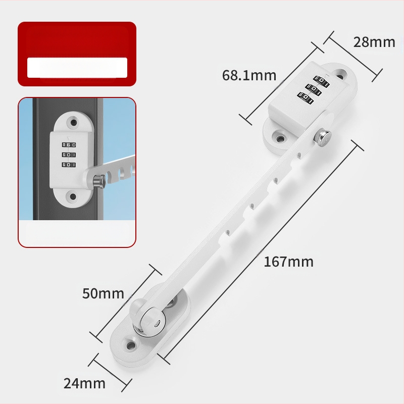 Прозоречен заключващ механизъм за безопасност, без пробиви, защита за деца, от алуминиева сплав и пластмаса, за външни прозорци, марка Deyibao