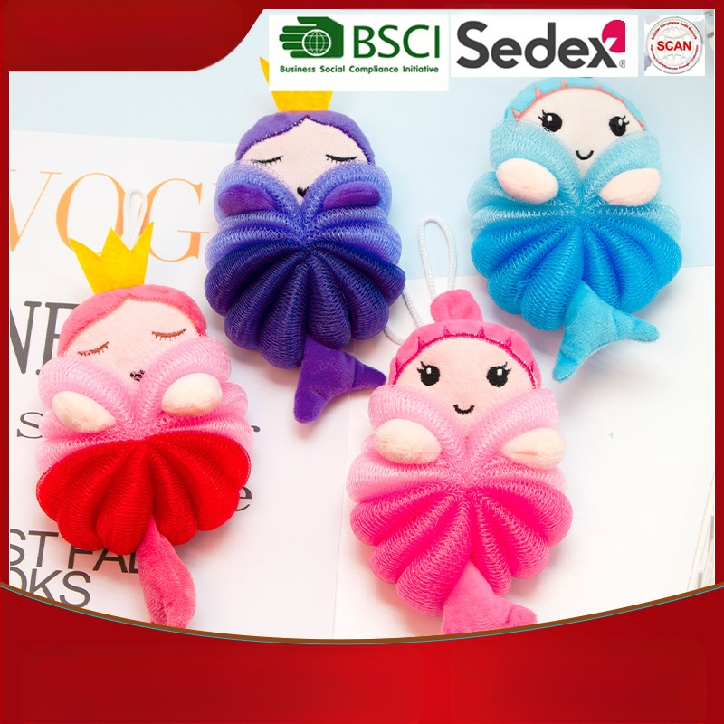 Vaikams cartoon vonios kamuolys su putų tinkleliu ir gėlės dizainu — undinės motyvas, PE medžiaga, universalus naudojimas, pritaikymas įmanomas