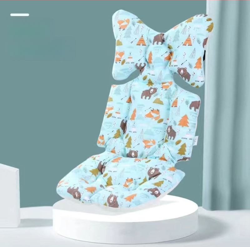 Belshu Medvilninė pagalvė vežimėliui kūdikiams — medvilnės sėdynės pagalvėlė, universalus tvirtinimas