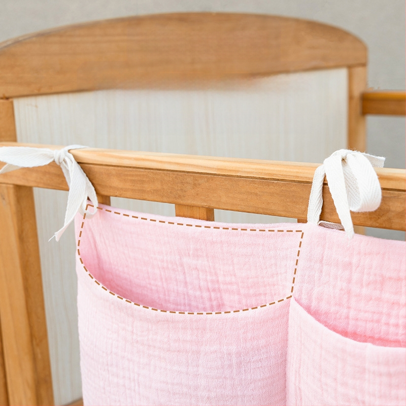 Dviejų sluoksnių medvilninė vaiko šono laikymo kišenė, su dviem kišenėmis, kabinama ant vežimėlio, su spauda buteliukui