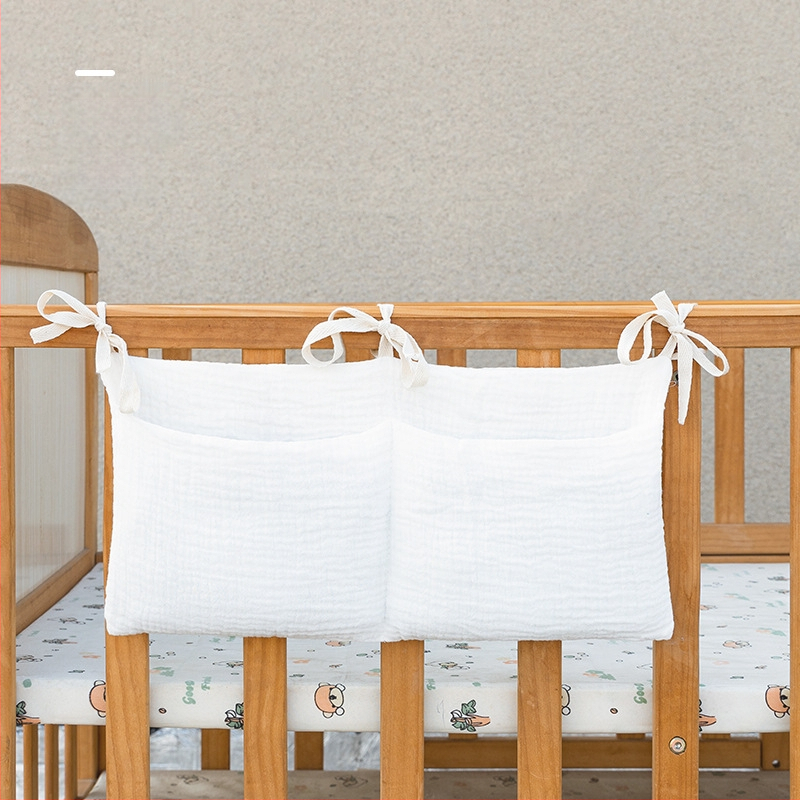 Dviejų sluoksnių medvilninė vaiko šono laikymo kišenė, su dviem kišenėmis, kabinama ant vežimėlio, su spauda buteliukui