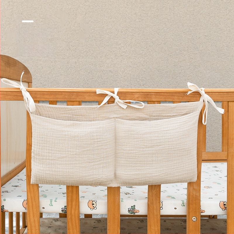 Dviejų sluoksnių medvilninė vaiko šono laikymo kišenė, su dviem kišenėmis, kabinama ant vežimėlio, su spauda buteliukui