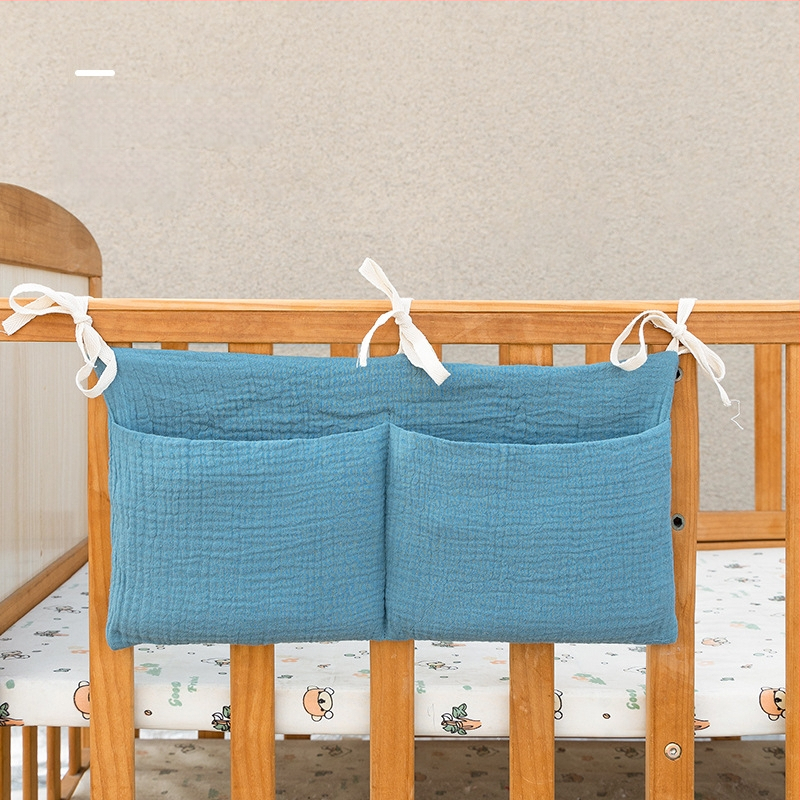 Dviejų sluoksnių medvilninė vaiko šono laikymo kišenė, su dviem kišenėmis, kabinama ant vežimėlio, su spauda buteliukui