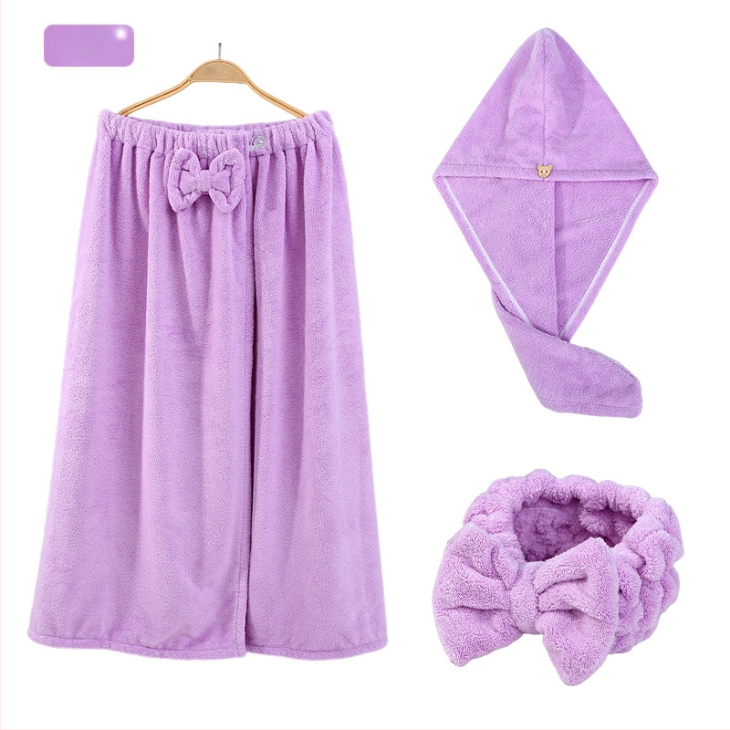 Τριμελές σετ μπάνιου από φλις κοραλλιού με καπέλο στέγνωσης μαλλιών και κορδέλα μαλλιών με φιόγκο, απορροφητικό 0-5 δευτερόλεπτα, 400 g, σειρά Underwater Story