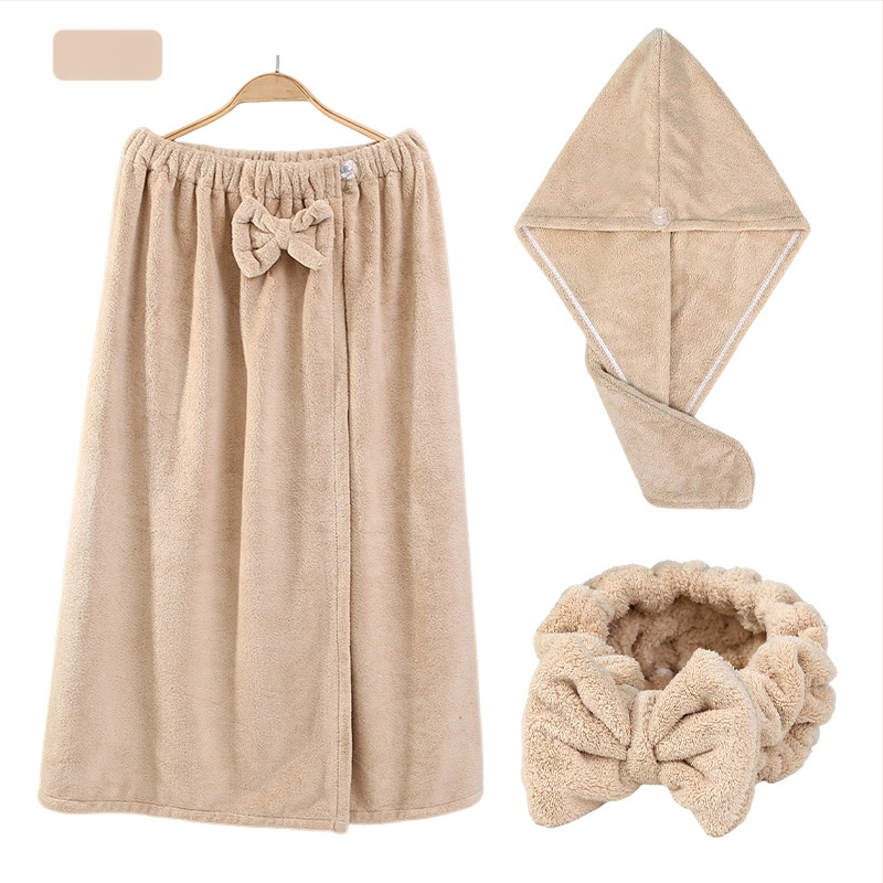 Τριμελές σετ μπάνιου από φλις κοραλλιού με καπέλο στέγνωσης μαλλιών και κορδέλα μαλλιών με φιόγκο, απορροφητικό 0-5 δευτερόλεπτα, 400 g, σειρά Underwater Story