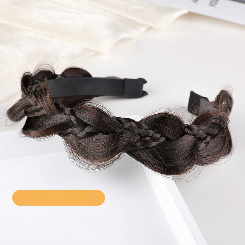 Дамска перука с лента за глава и плитка — Mori стил, луксозна визия, плитка рибена кост, неплъзгаща се зъбчата лента, завъртане, термоустойчива тел, без боядисване и перминг