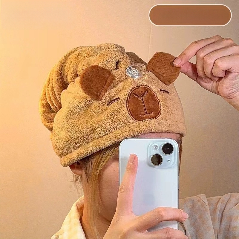 Longshen 2gab dviešu dvieļu komplekts ar morča tēmu, korālā samta, 150D, 300–400 g, izšūta kapibara karikatūra