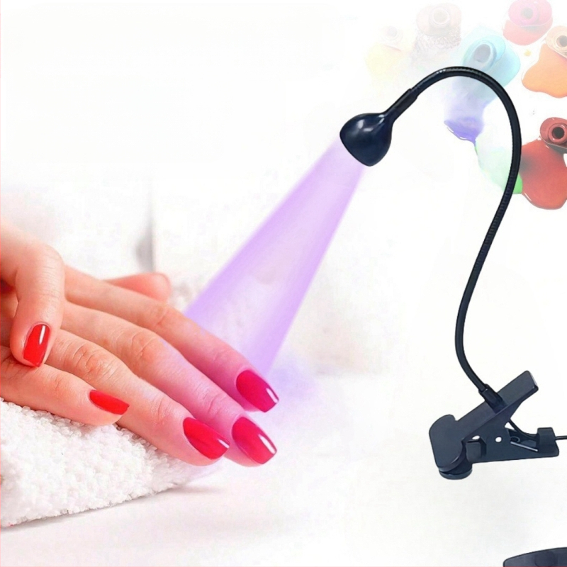 Gooseneck nagų manikiūro lemputė su LED UV kietinimu, klipas, nešiojama