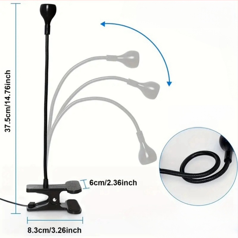 Gooseneck nagų manikiūro lemputė su LED UV kietinimu, klipas, nešiojama