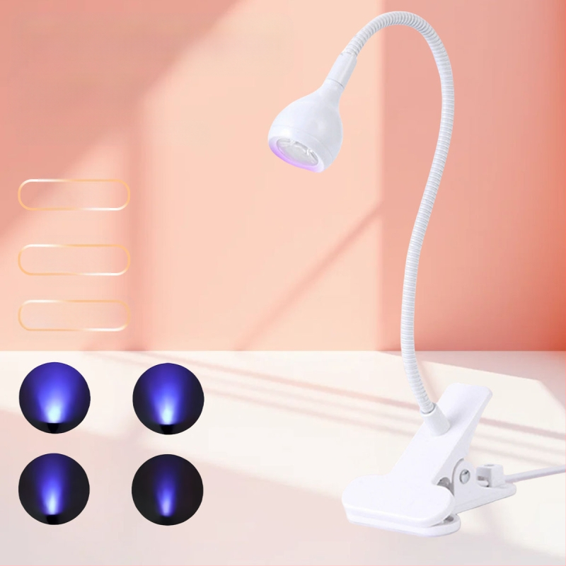 Gooseneck nagų manikiūro lemputė su LED UV kietinimu, klipas, nešiojama