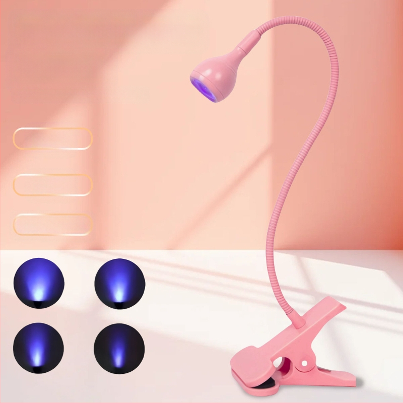 Gooseneck nagų manikiūro lemputė su LED UV kietinimu, klipas, nešiojama