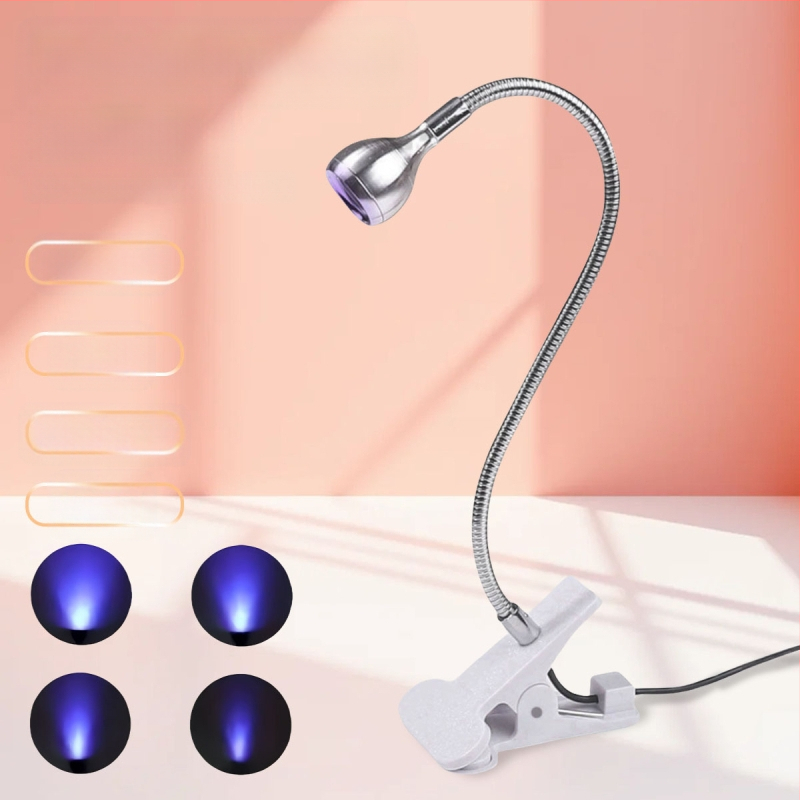Gooseneck nagų manikiūro lemputė su LED UV kietinimu, klipas, nešiojama