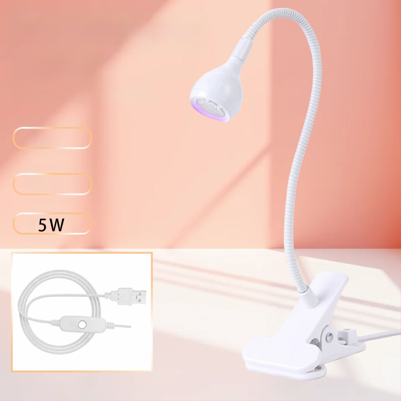Gooseneck nagų manikiūro lemputė su LED UV kietinimu, klipas, nešiojama