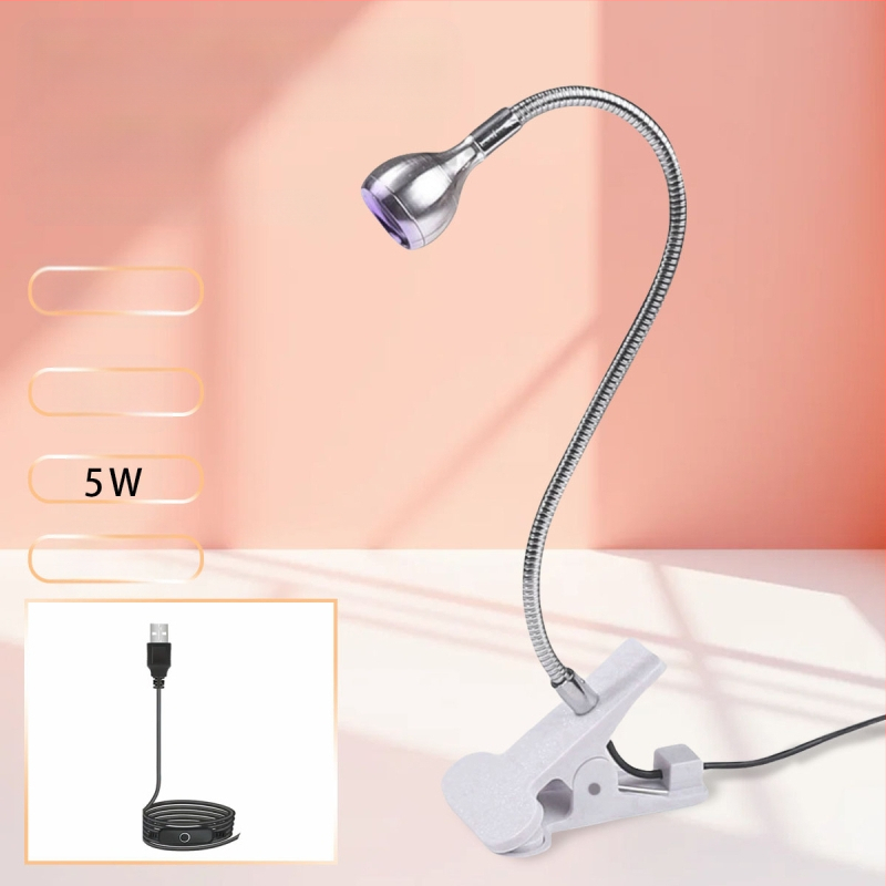 Gooseneck nagų manikiūro lemputė su LED UV kietinimu, klipas, nešiojama