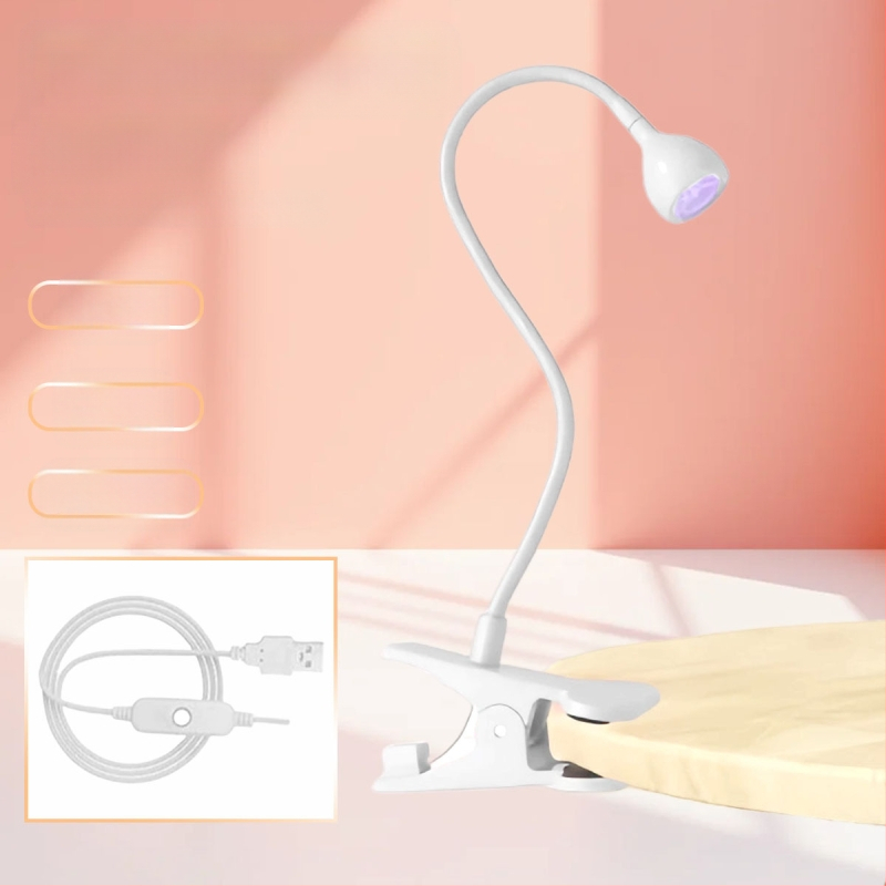 Gooseneck nagų manikiūro lemputė su LED UV kietinimu, klipas, nešiojama