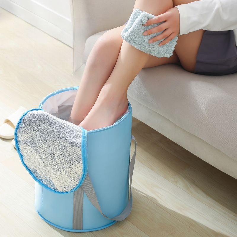 Beisi φορητός κάδος μπάνιου για τα πόδια – διπλός σχεδιασμός, πτυσσόμενος, ανυψωμένες πλευρές, Twill 210d υλικό, για βύθισμα ποδιών ενηλίκων