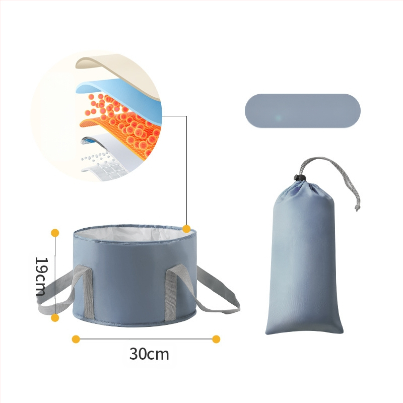 Beisi φορητός κάδος μπάνιου για τα πόδια – διπλός σχεδιασμός, πτυσσόμενος, ανυψωμένες πλευρές, Twill 210d υλικό, για βύθισμα ποδιών ενηλίκων