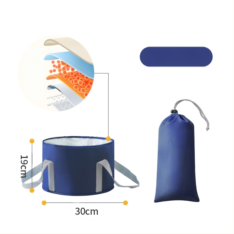 Beisi φορητός κάδος μπάνιου για τα πόδια – διπλός σχεδιασμός, πτυσσόμενος, ανυψωμένες πλευρές, Twill 210d υλικό, για βύθισμα ποδιών ενηλίκων