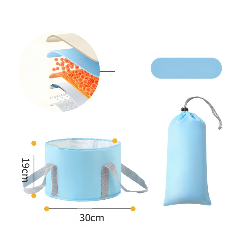 Beisi φορητός κάδος μπάνιου για τα πόδια – διπλός σχεδιασμός, πτυσσόμενος, ανυψωμένες πλευρές, Twill 210d υλικό, για βύθισμα ποδιών ενηλίκων