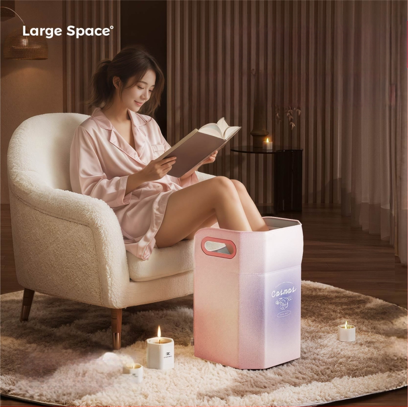 Φορητός κάδος ποδιών για μπάνιο με βαθιά κατασκευή μέχρι τα μοσχάρια, PVC, αναδιπλούμενος και εύκολος στην αποθήκευση, κατάλληλος για ενήλικες