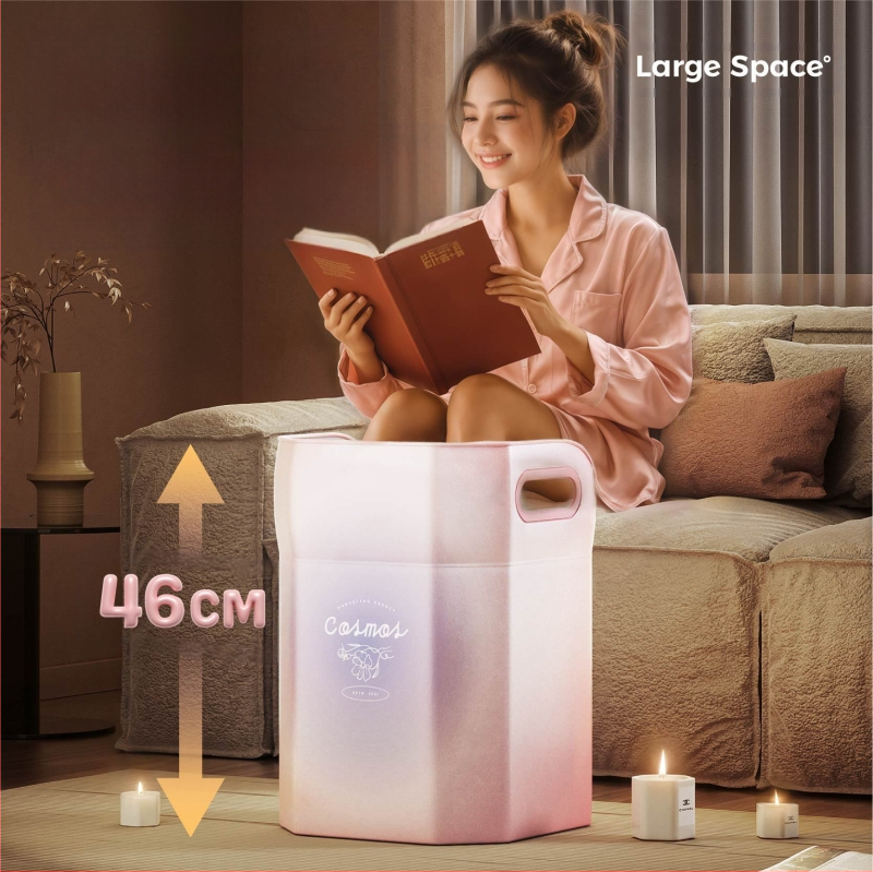 Φορητός κάδος ποδιών για μπάνιο με βαθιά κατασκευή μέχρι τα μοσχάρια, PVC, αναδιπλούμενος και εύκολος στην αποθήκευση, κατάλληλος για ενήλικες