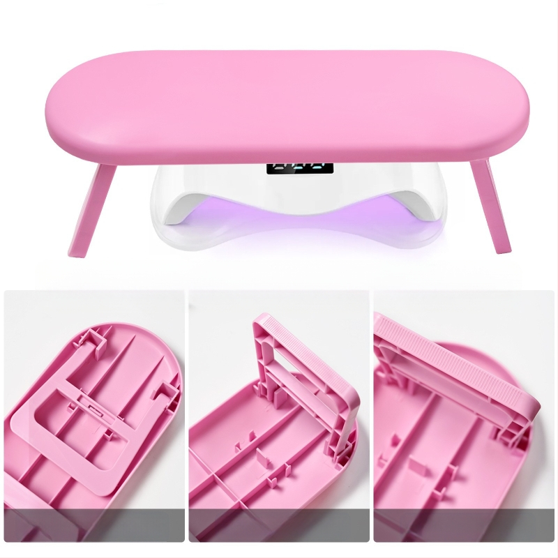 Manikiūro rankos atrama, sulankstoma ir aukščio reguliavimas, gali laikyti nagų lempą, plastikinė rankos pagalvė, modelis H-14YH