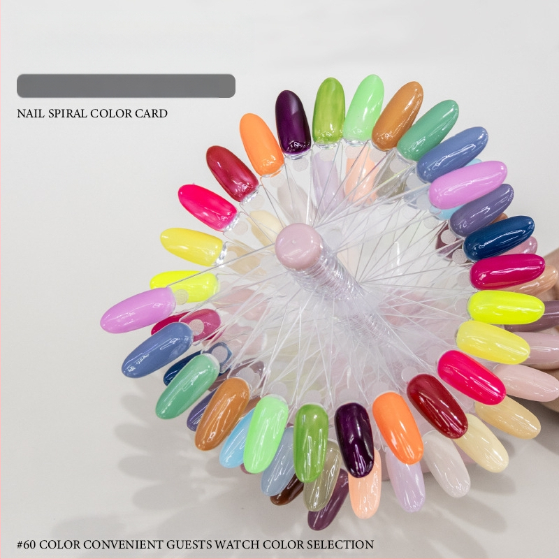 Ράφι προβολής καρτών χρώματος για μανικιούρ, σχήματος ανεμιστήρα, περιστρεφόμενο και αποσπώμενο, για πρακτικές πλάκες