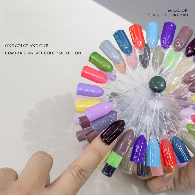 Ράφι προβολής καρτών χρώματος για μανικιούρ, σχήματος ανεμιστήρα, περιστρεφόμενο και αποσπώμενο, για πρακτικές πλάκες