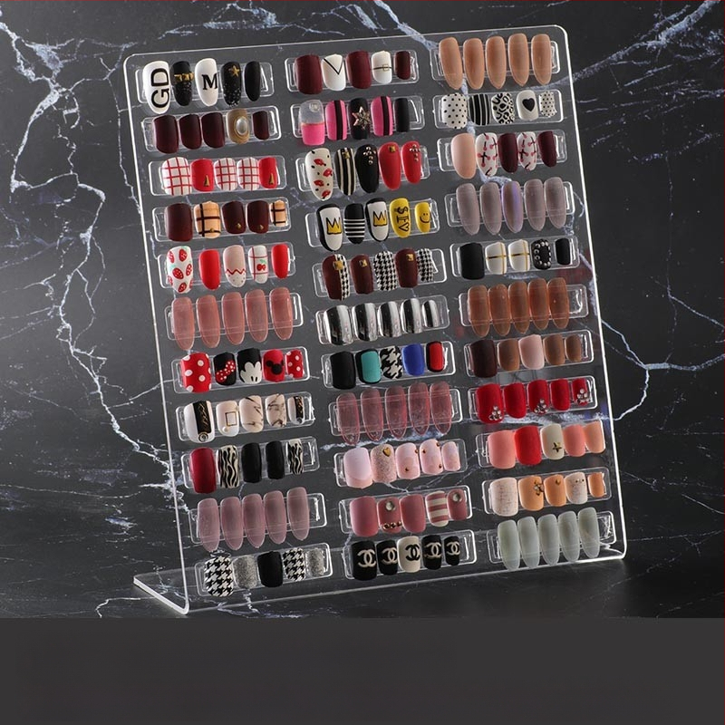 Nagų manikiūro spalvų kortelių pavyzdžių demonstracinė atrama (skaidrus aukšto skaidrumo akrilas, magnetinė juosta)