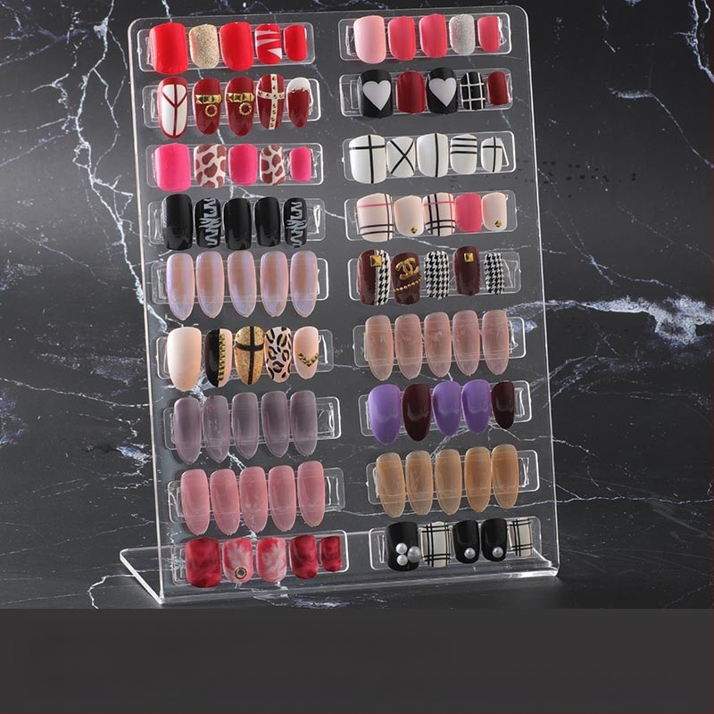 Nagų manikiūro spalvų kortelių pavyzdžių demonstracinė atrama (skaidrus aukšto skaidrumo akrilas, magnetinė juosta)