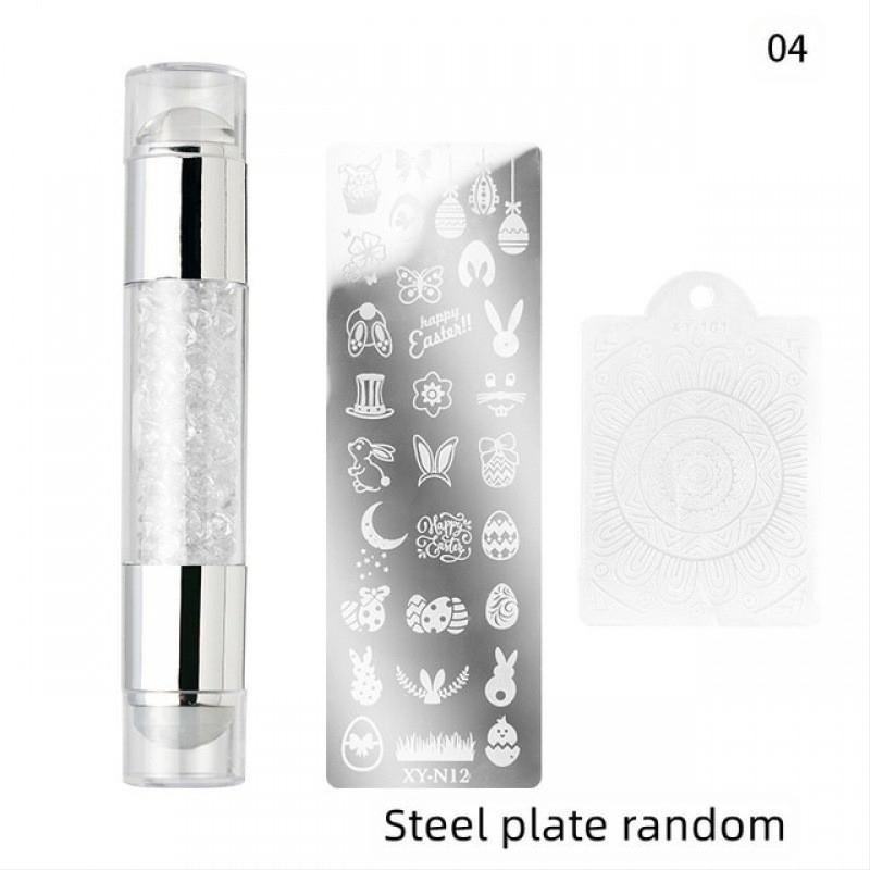 DXE Nagų meno įrankių rinkinys: dviejų galvučių silikono antspaudas, akrilo deimantų šablono antspaudas ir perdavimo rašiklis, 33 g