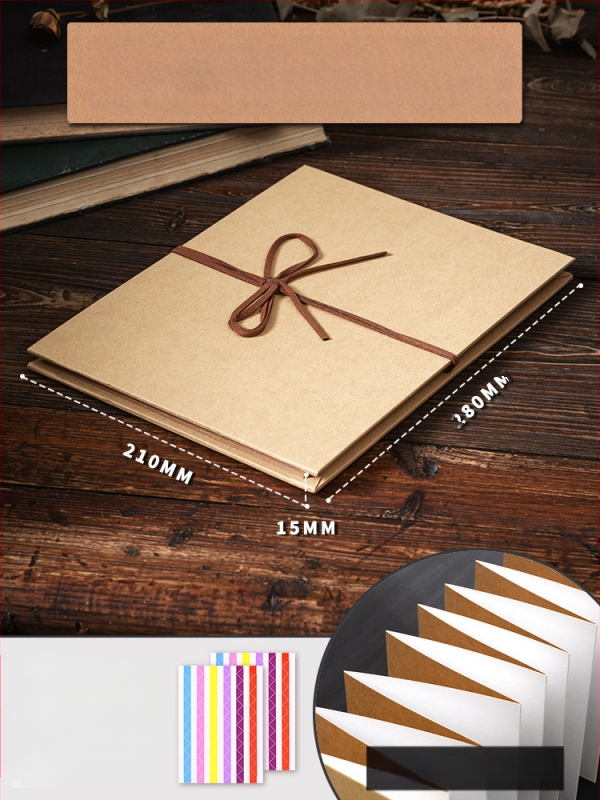 DIY retro fotoalbum s praznom koricom, ručno zalijepljenim stranicama, mini stil, 34 stranice