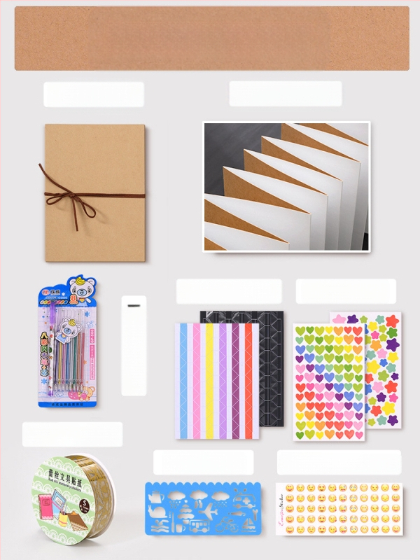 DIY retro fotoalbum s praznom koricom, ručno zalijepljenim stranicama, mini stil, 34 stranice