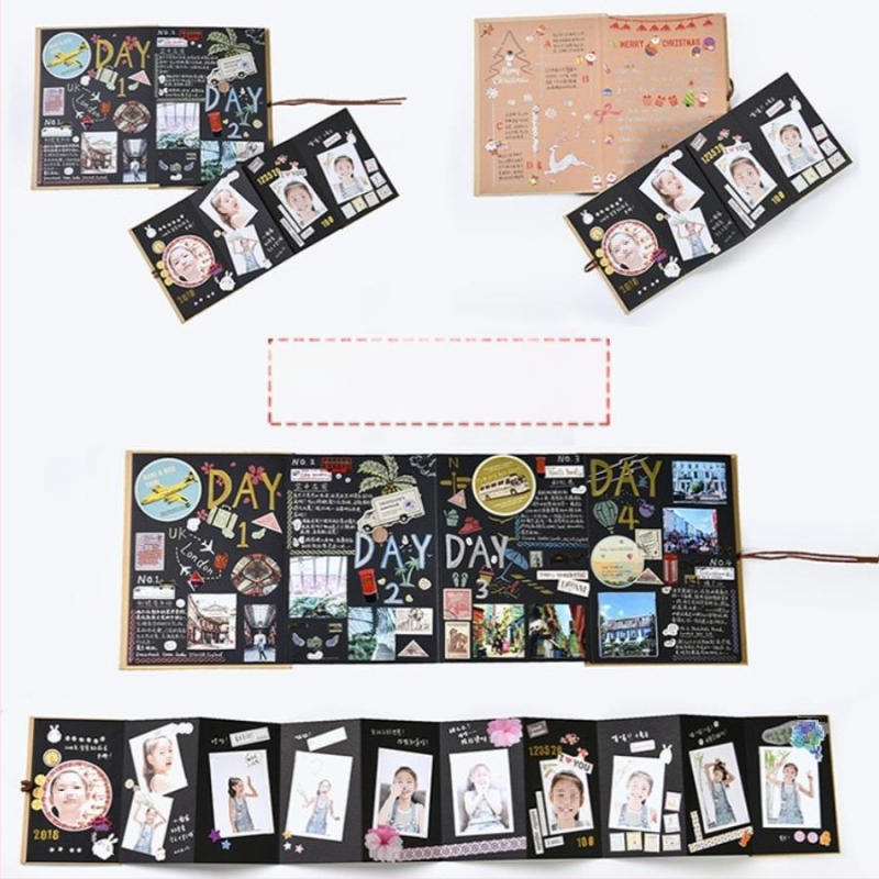 DIY retro fotoalbum s praznom koricom, ručno zalijepljenim stranicama, mini stil, 34 stranice