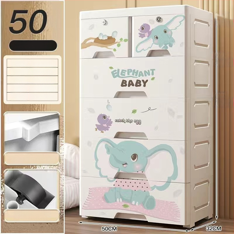 Plastični ormar za pohranu, crtani stil, model 50115, podni tip, višenamjenski organizator za cipele, igračke i školski pribor