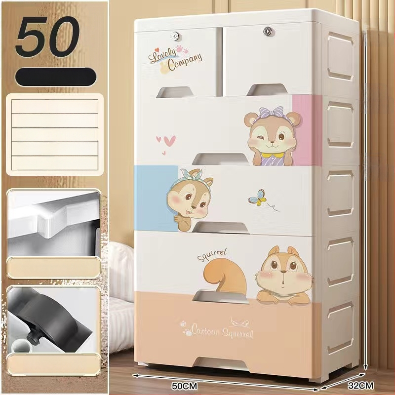 Plastični ormar za pohranu, crtani stil, model 50115, podni tip, višenamjenski organizator za cipele, igračke i školski pribor