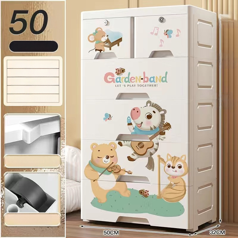 Plastični ormar za pohranu, crtani stil, model 50115, podni tip, višenamjenski organizator za cipele, igračke i školski pribor