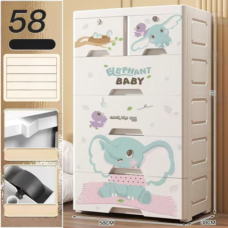 Plastični ormar za pohranu, crtani stil, model 50115, podni tip, višenamjenski organizator za cipele, igračke i školski pribor