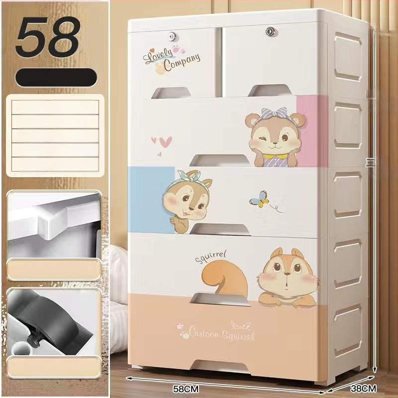 Plastični ormar za pohranu, crtani stil, model 50115, podni tip, višenamjenski organizator za cipele, igračke i školski pribor