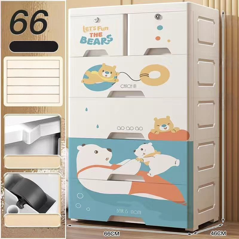 Plastični ormar za pohranu, crtani stil, model 50115, podni tip, višenamjenski organizator za cipele, igračke i školski pribor