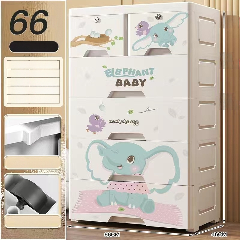 Plastični ormar za pohranu, crtani stil, model 50115, podni tip, višenamjenski organizator za cipele, igračke i školski pribor