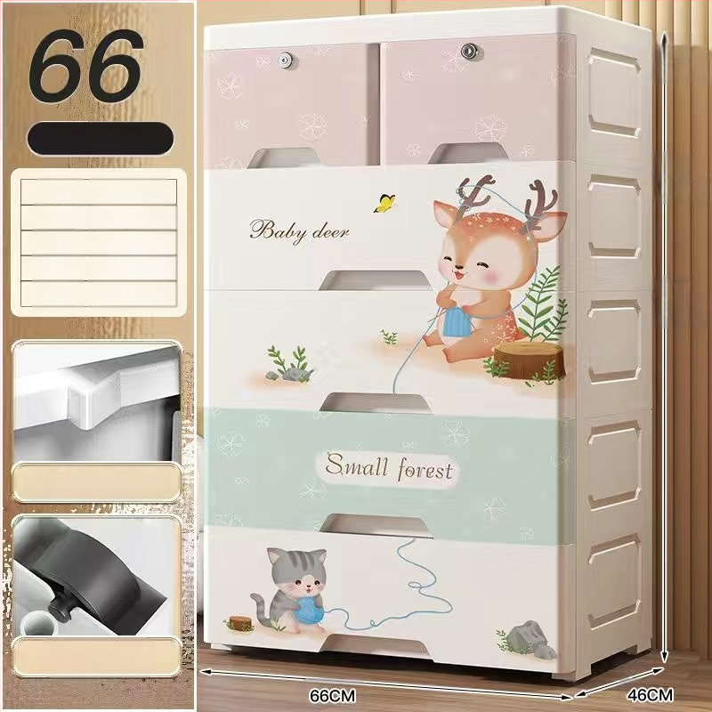 Plastični ormar za pohranu, crtani stil, model 50115, podni tip, višenamjenski organizator za cipele, igračke i školski pribor