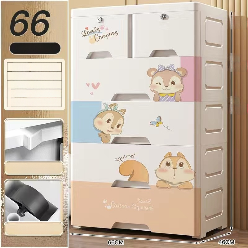 Plastični ormar za pohranu, crtani stil, model 50115, podni tip, višenamjenski organizator za cipele, igračke i školski pribor