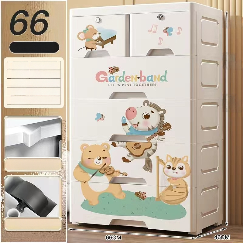 Plastični ormar za pohranu, crtani stil, model 50115, podni tip, višenamjenski organizator za cipele, igračke i školski pribor