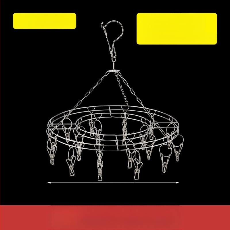 Nerūdijanio plieno džiovyklė skalbiniams su 48 klipais, sulankstomas apvalus dizainas kojinėms ir apatiniams drabužiams, balkono naudojimui, daugiafunkcinė džiovyklė.