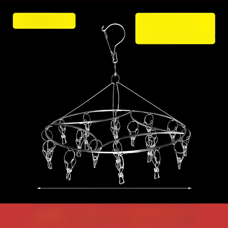 Nerūdijanio plieno džiovyklė skalbiniams su 48 klipais, sulankstomas apvalus dizainas kojinėms ir apatiniams drabužiams, balkono naudojimui, daugiafunkcinė džiovyklė.