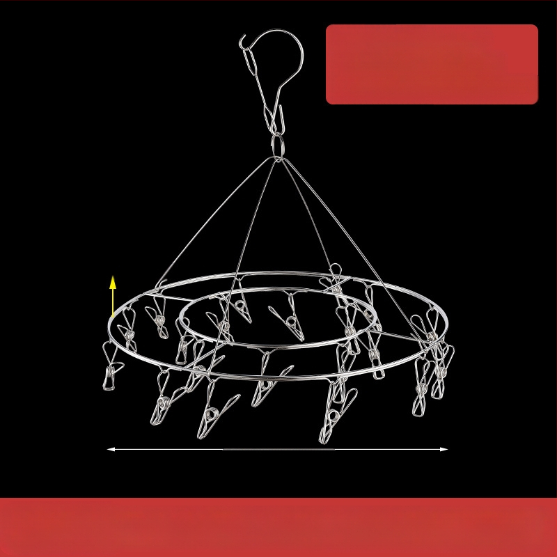 Nerūdijanio plieno džiovyklė skalbiniams su 48 klipais, sulankstomas apvalus dizainas kojinėms ir apatiniams drabužiams, balkono naudojimui, daugiafunkcinė džiovyklė.